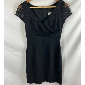 B Darlin Lace Top Short Sleeve V Neck Dress 9/10